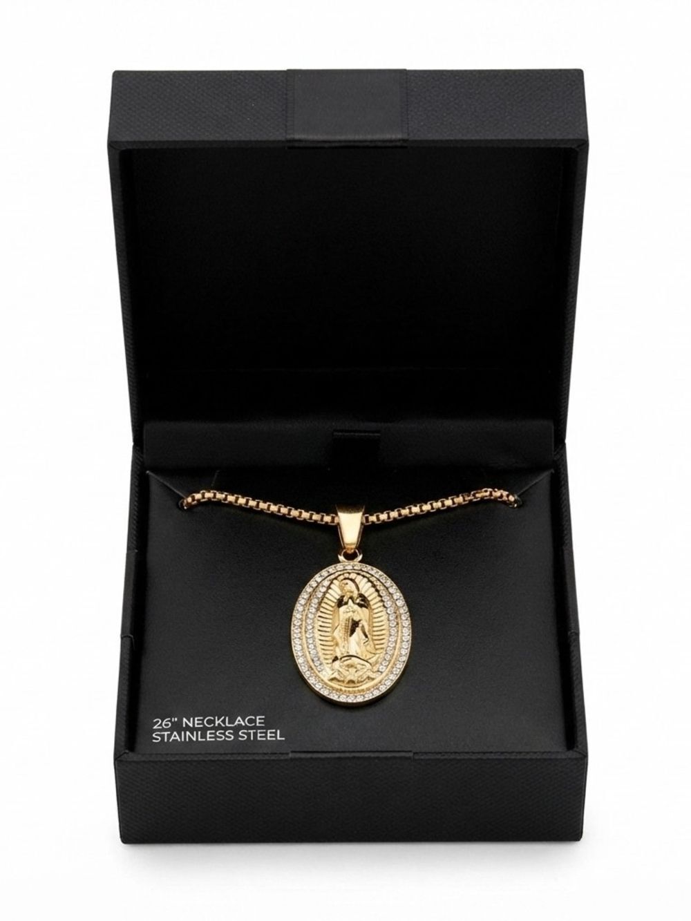 Divine Elegance: Our Lady of Guadalupe Pendant Necklace Stainless Steel